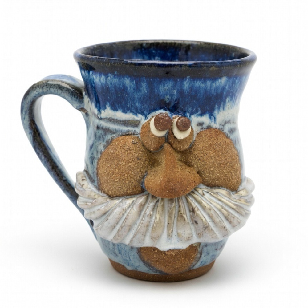 Vintage Ugly Face Pottery Coffee Mug Stonewear 3D Pottery 1970s 1980s Hey Gang